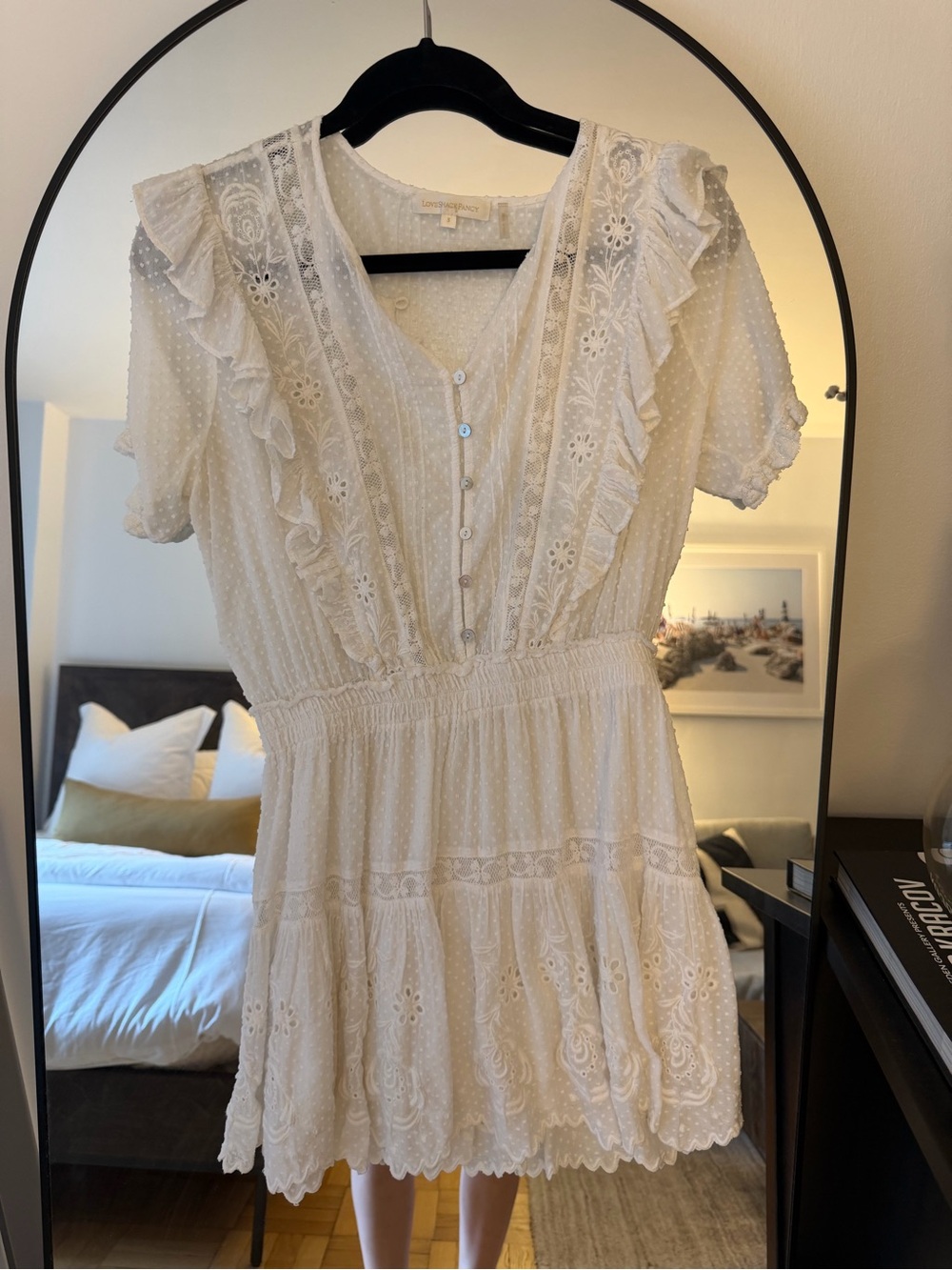 LoveShackFancy Ivory Eyelet Ruffle Dress
